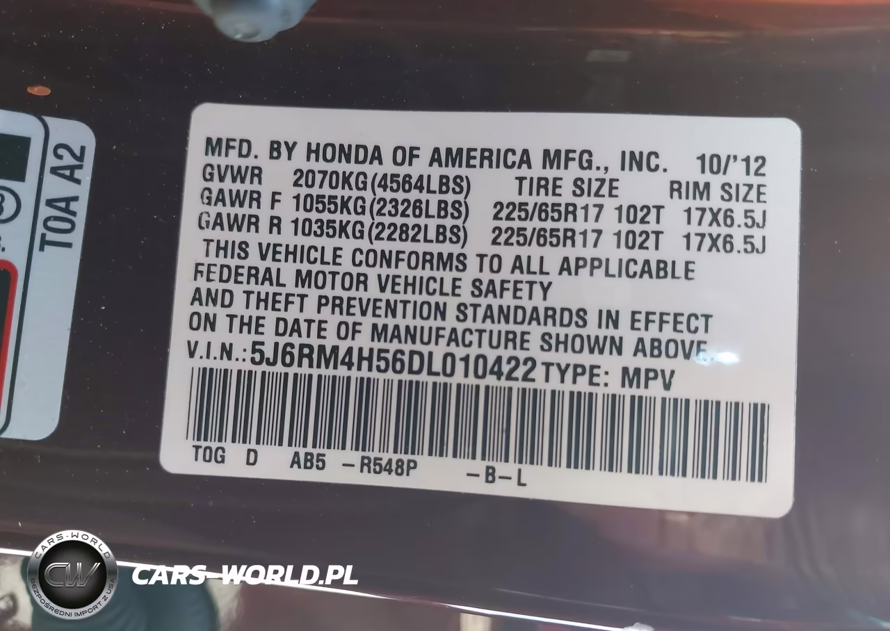 2013 Honda Cr-V Ex VIN:5J6RM4H56DL010422 - 9