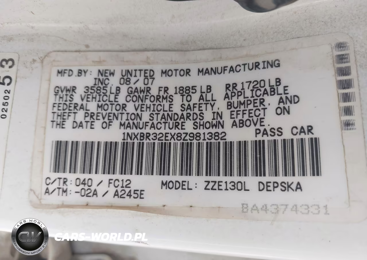 2008 Toyota Corolla S VIN:1NXBR32EX8Z981382 - 9