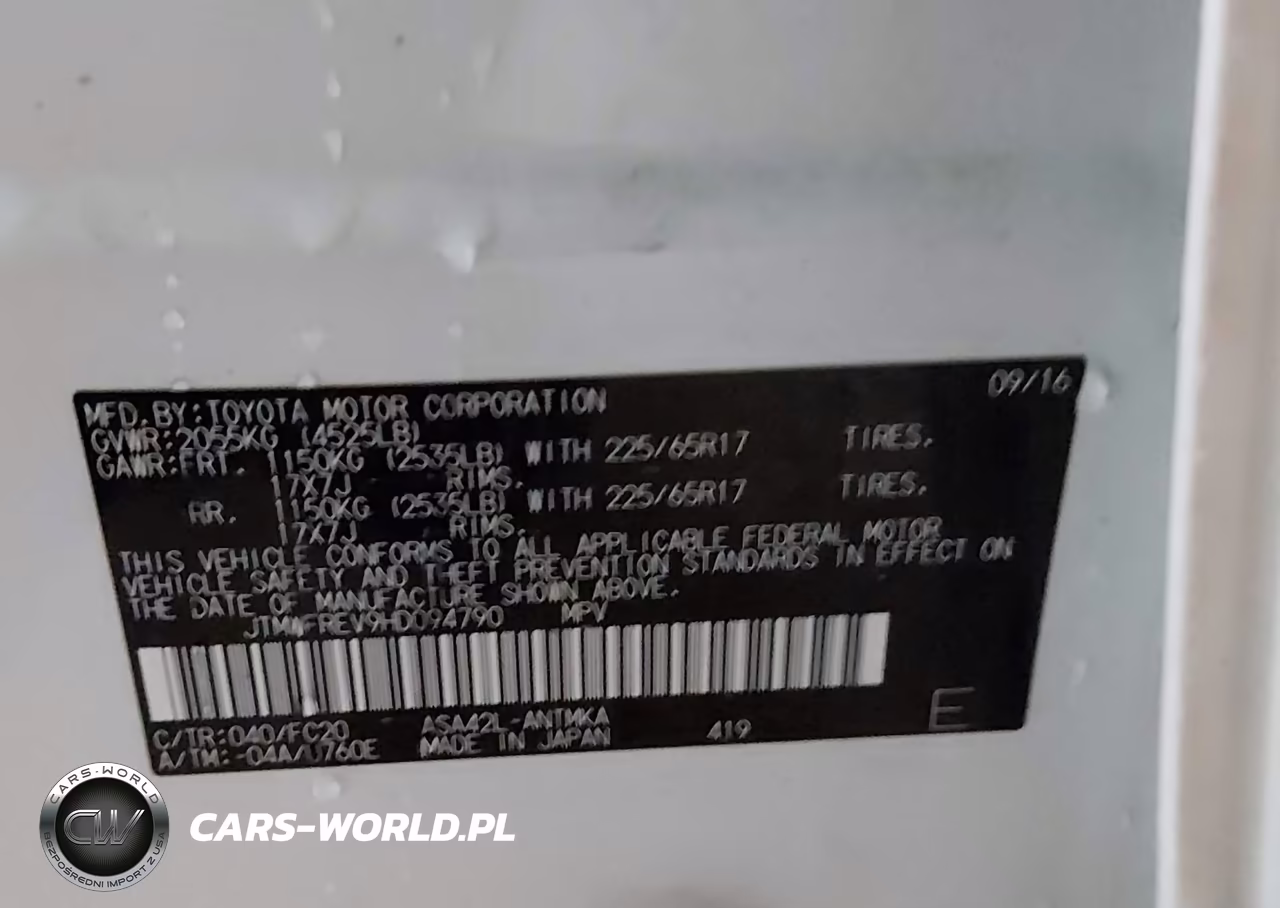 2017 Toyota Rav4 Xle VIN:JTMWFREV9HD094790 - 9