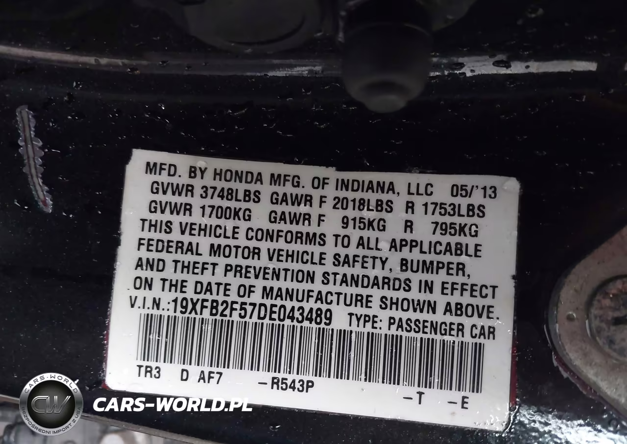 2013 Honda Civic Lx VIN:19XFB2F57DE043489 - 9