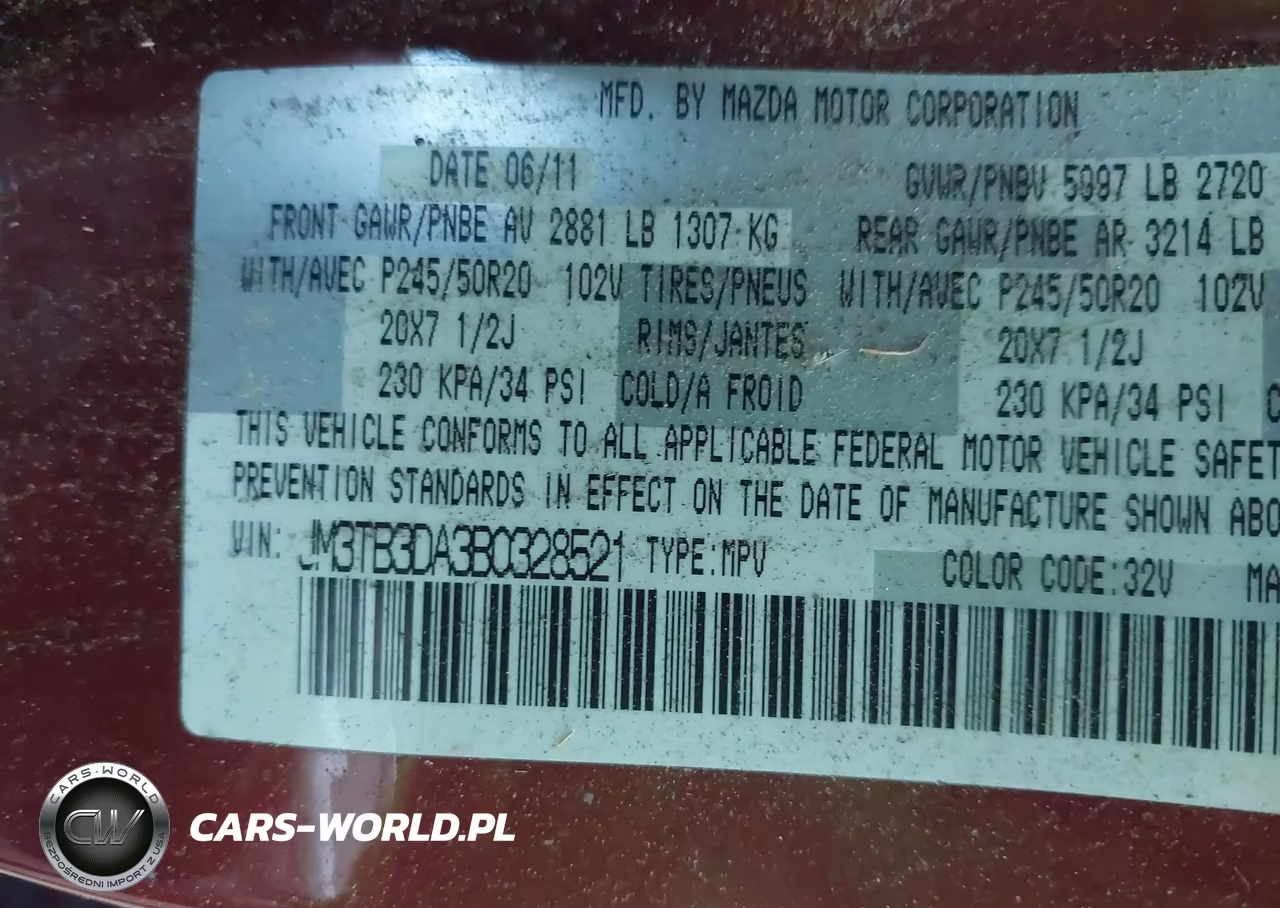 2011 Mazda Cx-9 Grand Touring VIN:JM3TB3DA3B0328521 - 9