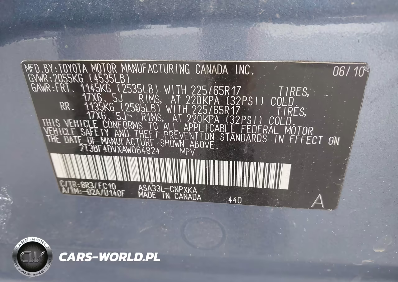 2010 Toyota Rav4 VIN:2T3BF4DVXAW064824 - 9