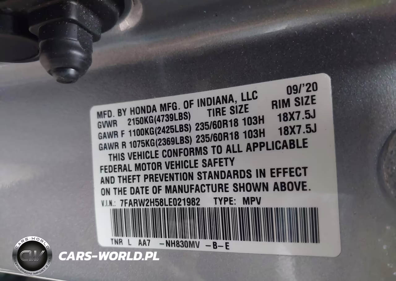 2020 Honda Cr-V Awd Ex VIN:7FARW2H58LE021982 - 9