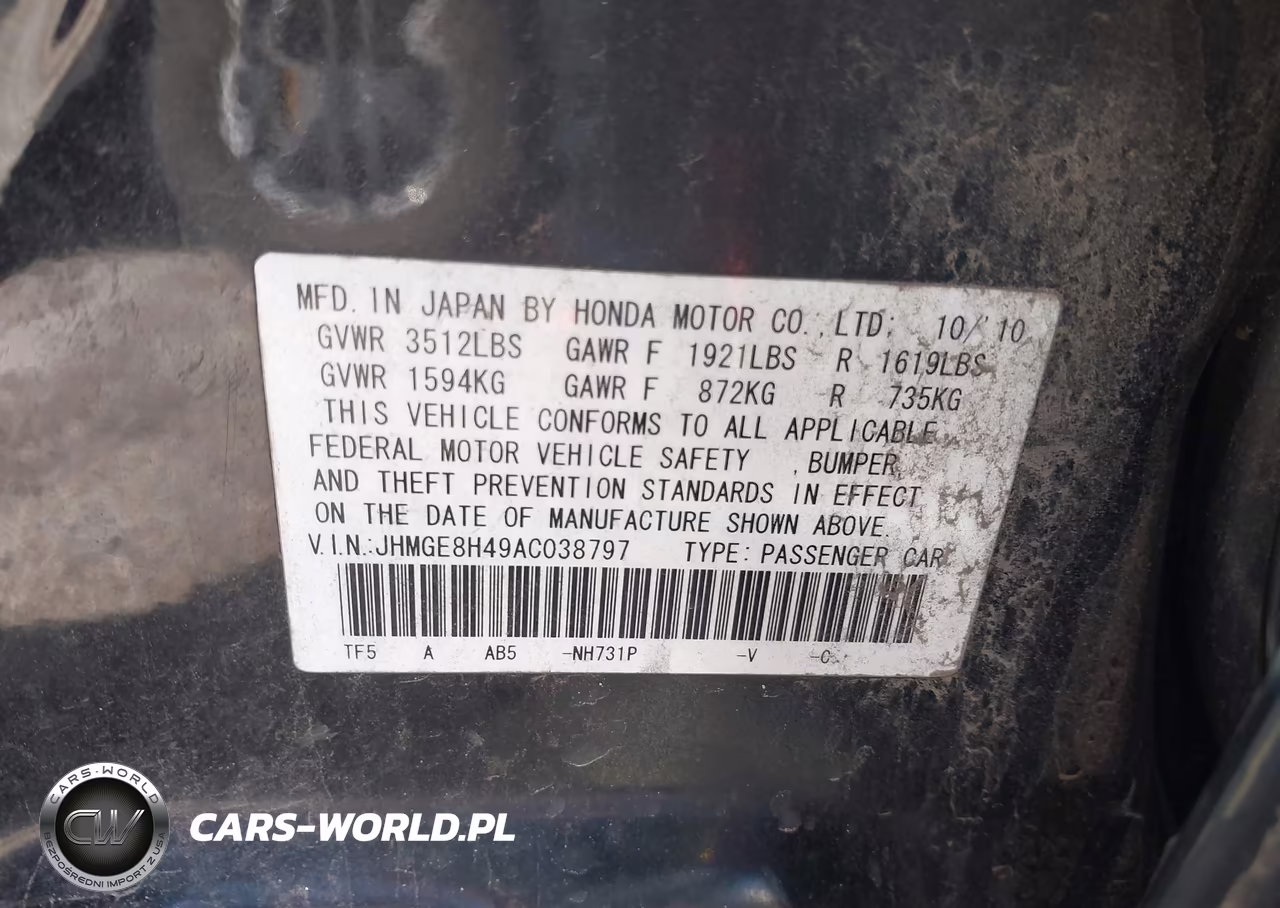 2010 Honda Fit Sport VIN:JHMGE8H49AC038797 - 9