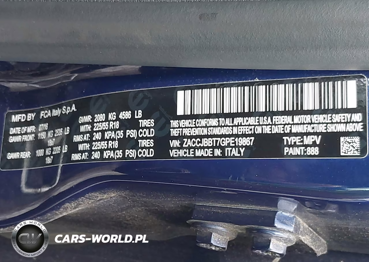 2016 Jeep Renegade Latitude VIN:ZACCJBBT7GPE19867 - 9