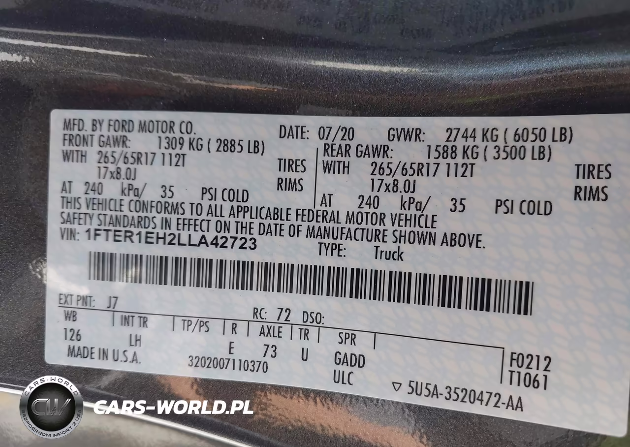 2020 Ford Ranger Xl VIN:1FTER1EH2LLA42723 - 9