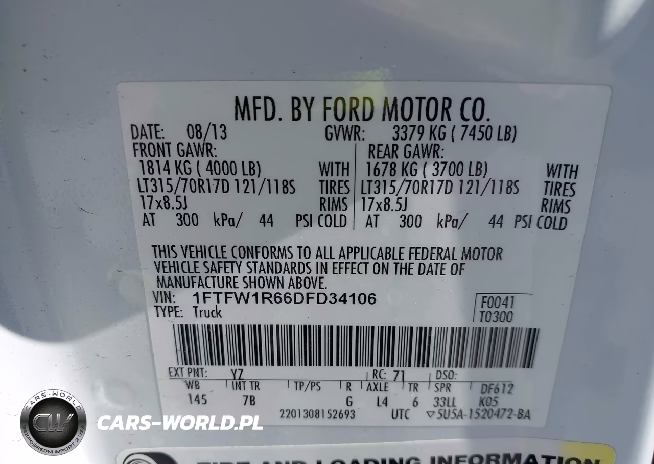 2013 Ford F-150 Svt Raptor VIN:1FTFW1R66DFD34106 - 9