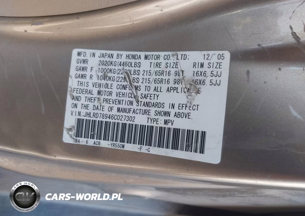 2006 Honda Cr-V Se VIN:JHLRD78946C027302 - 9