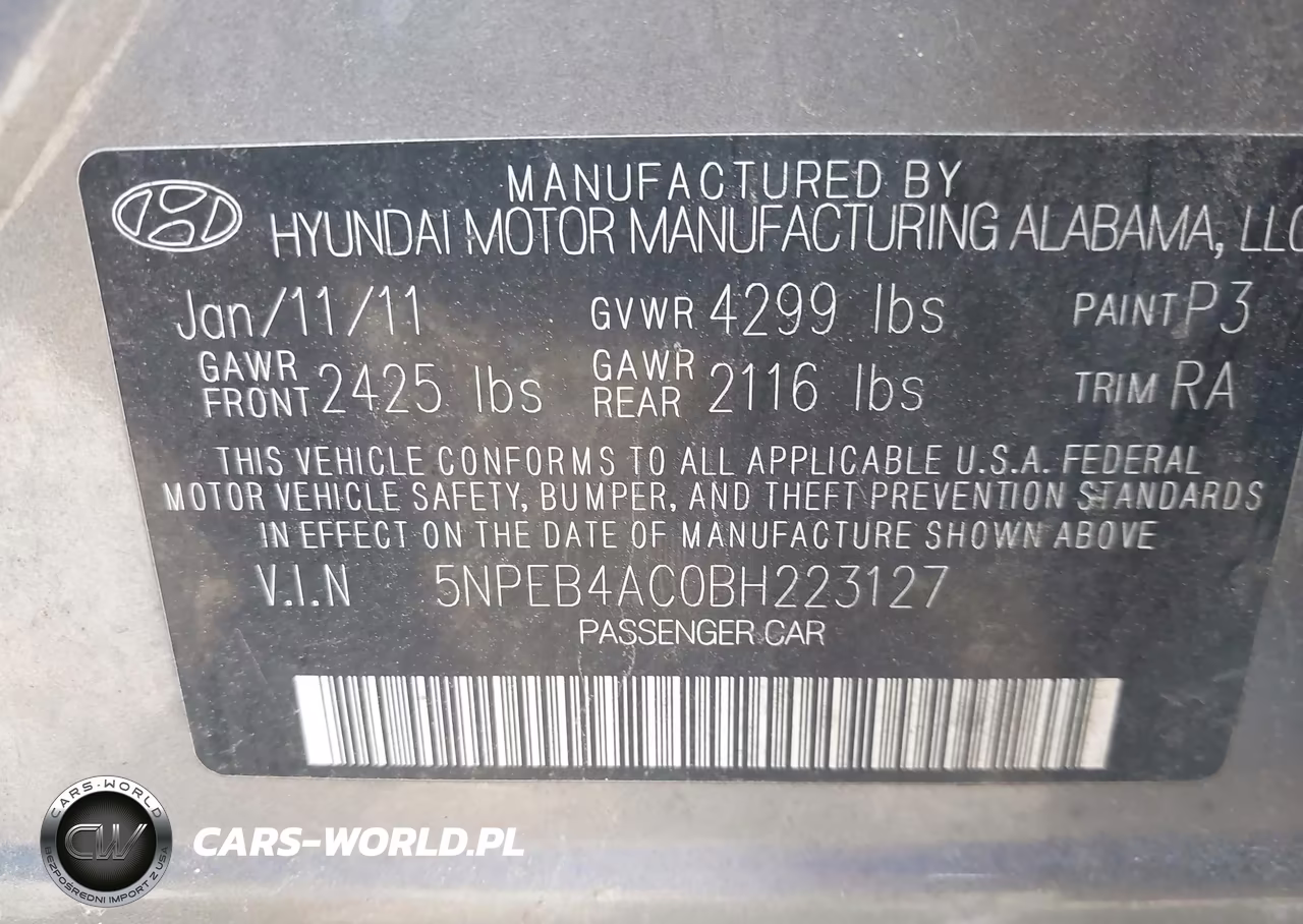 2011 Hyundai Sonata Gls VIN:5NPEB4AC0BH223127 - 9