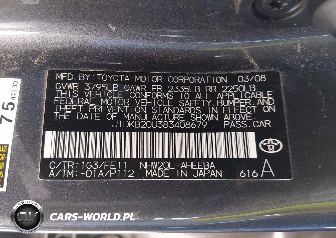 2008 Toyota Prius VIN:JTDKB20U383408679 - 9