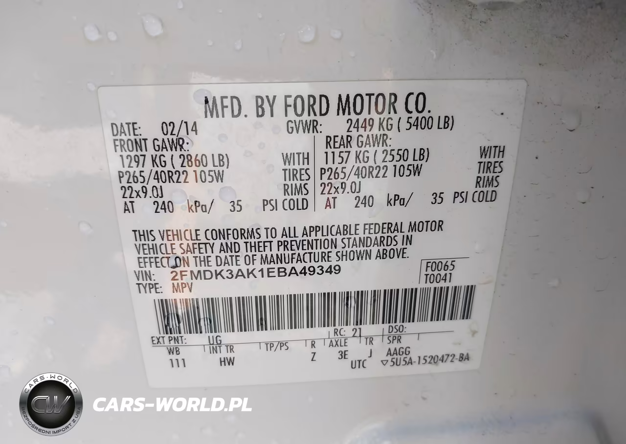 2014 Ford Edge Sport VIN:2FMDK3AK1EBA49349 - 9