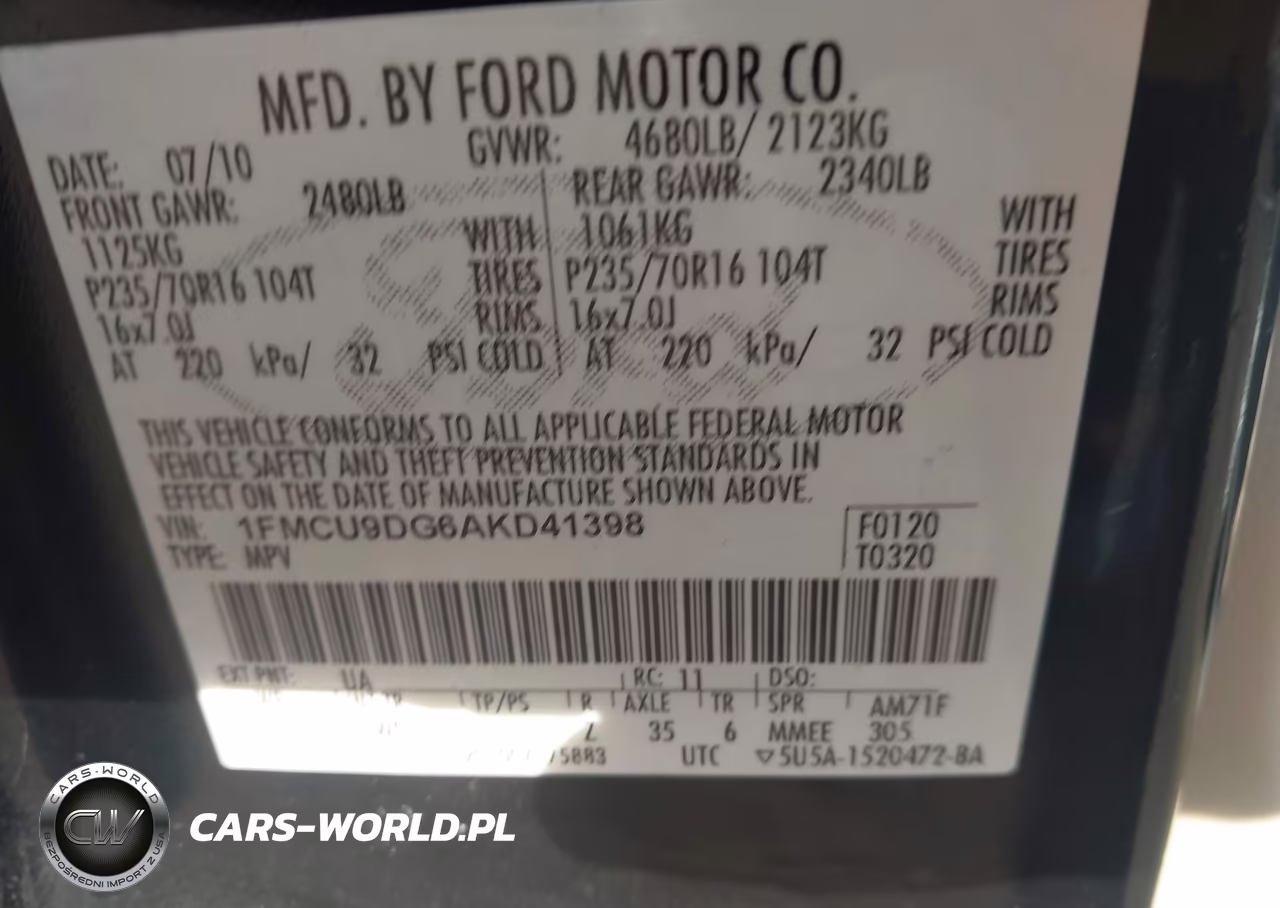 2010 Ford Escape Xlt VIN:1FMCU9DG6AKD41398 - 9