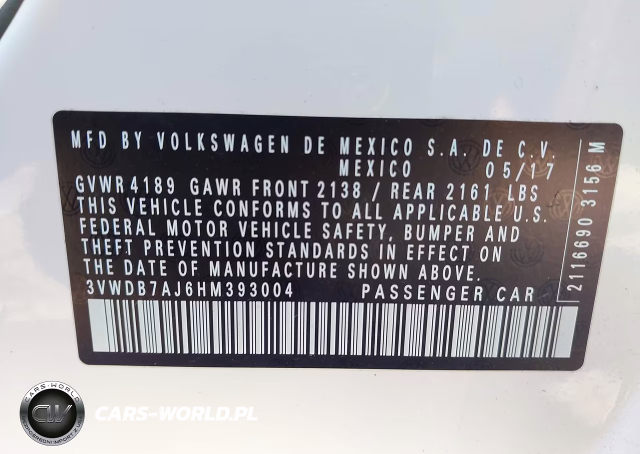 2017 Volkswagen Jetta 1.4T Se VIN:3VWDB7AJ6HM393004 - 9