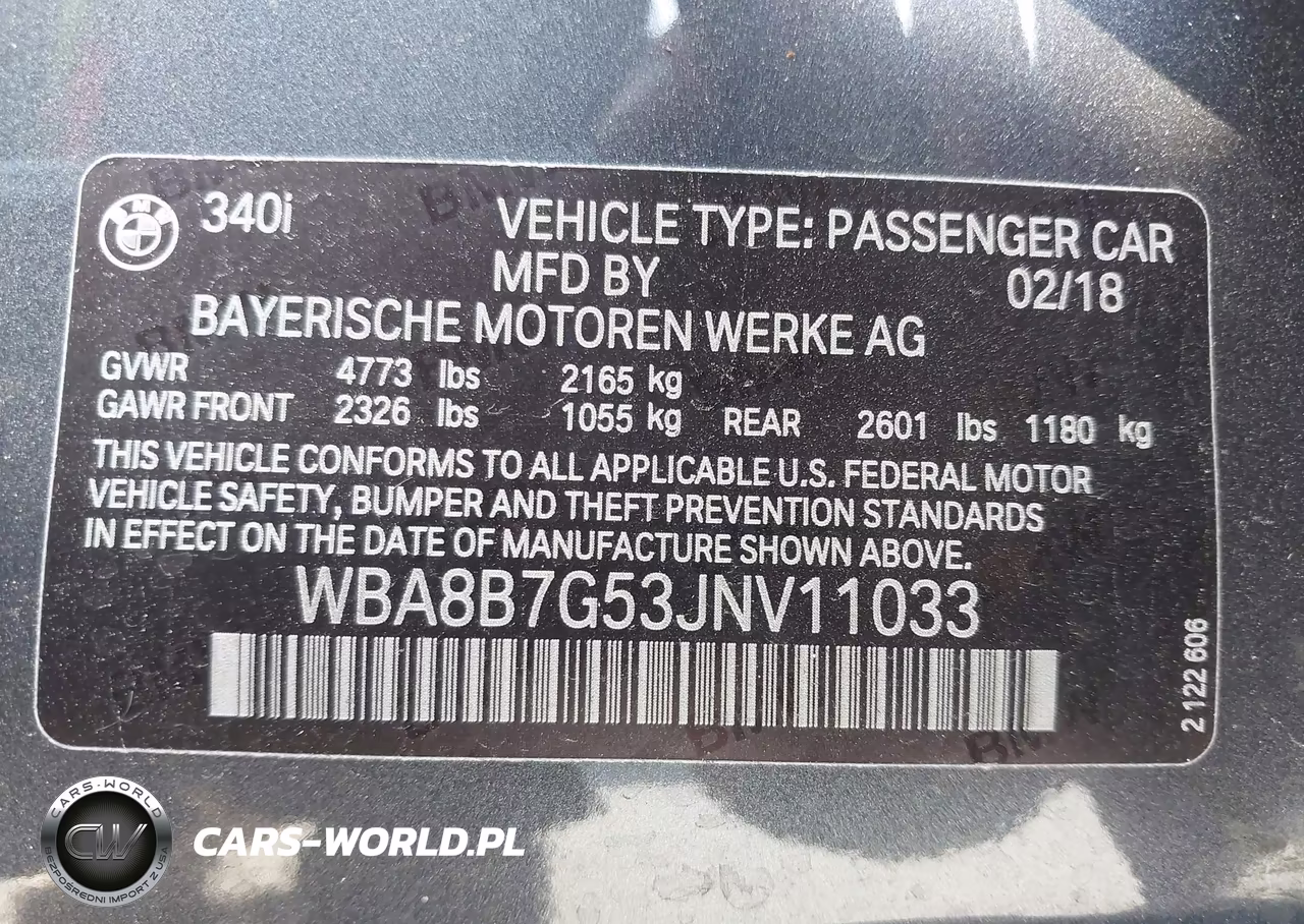 2018 BMW 340I xDrive VIN:WBA8B7G53JNV11033 - 9