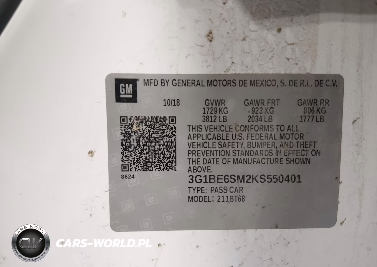 2019 Chevrolet Cruze Lt VIN:3G1BE6SM2KS550401 - 9