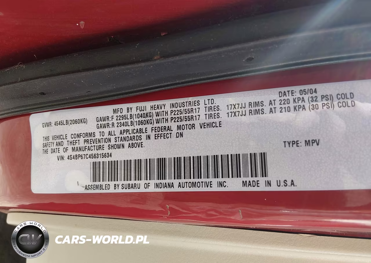 2005 Subaru Outback 2.5Xt Limited VIN:4S4BP67C456315634 - 9