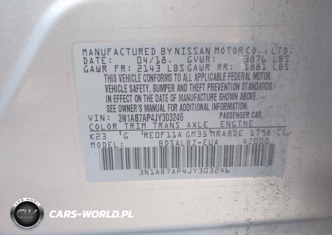 2018 Nissan Sentra S VIN:3N1AB7AP4JY303246 - 9
