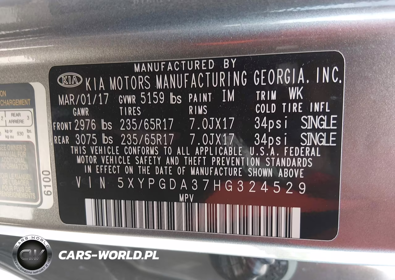2017 Kia Sorento 2.4L Lx VIN:5XYPGDA37HG324529 - 9