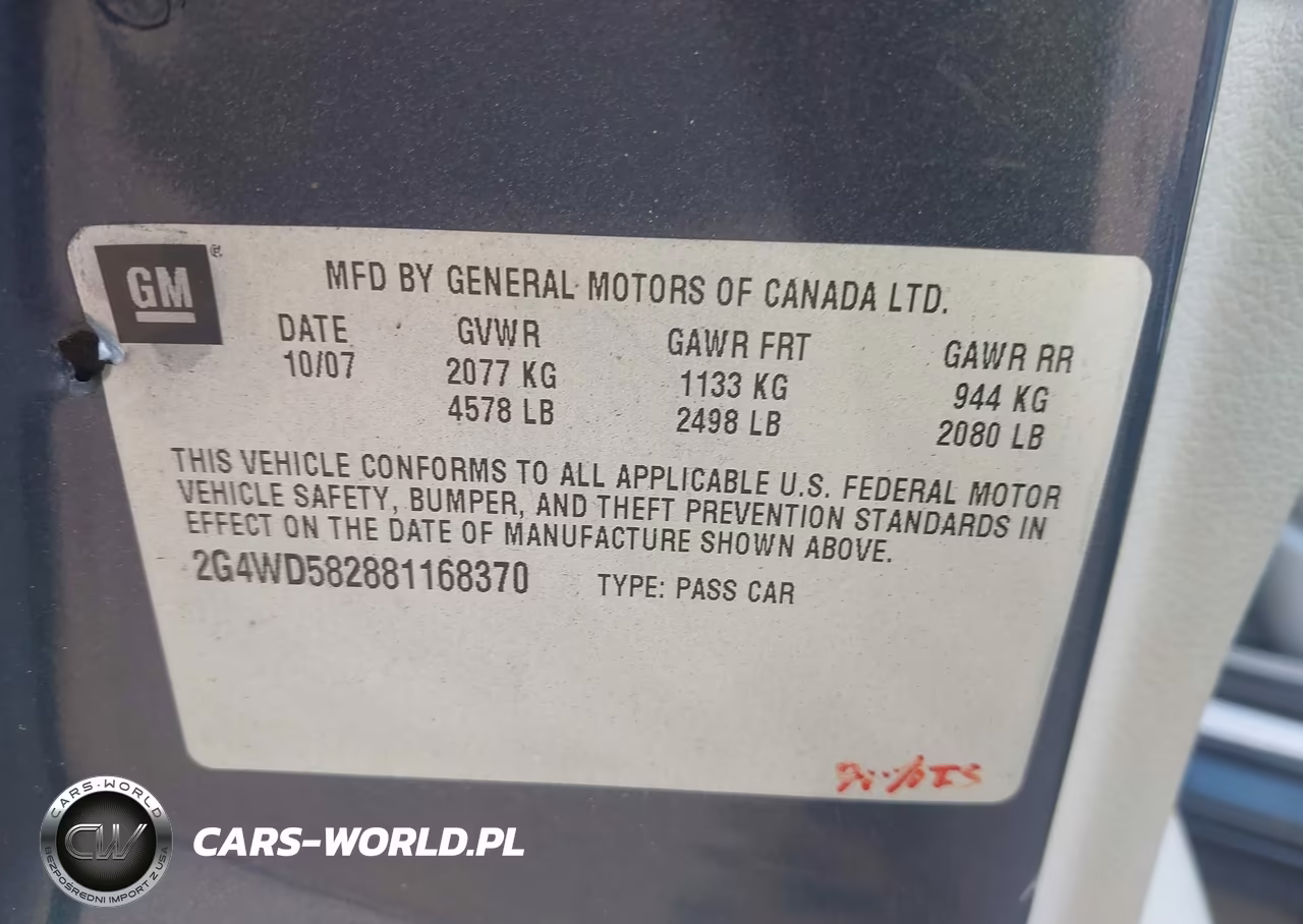 2008 Buick Lacrosse Cxl VIN:2G4WD582881168370 - 9