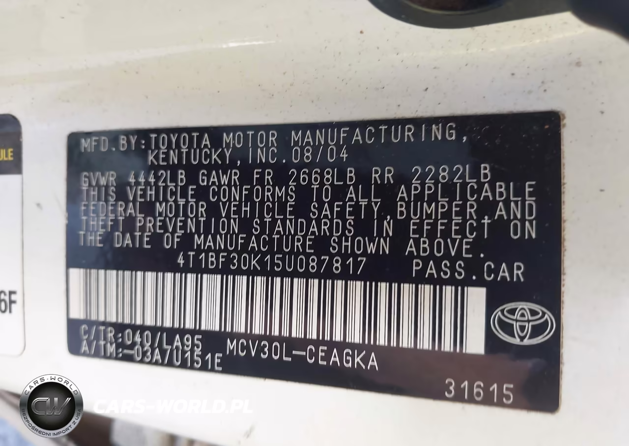 2005 Toyota Camry Xle V6 VIN:4T1BF30K15U087817 - 9