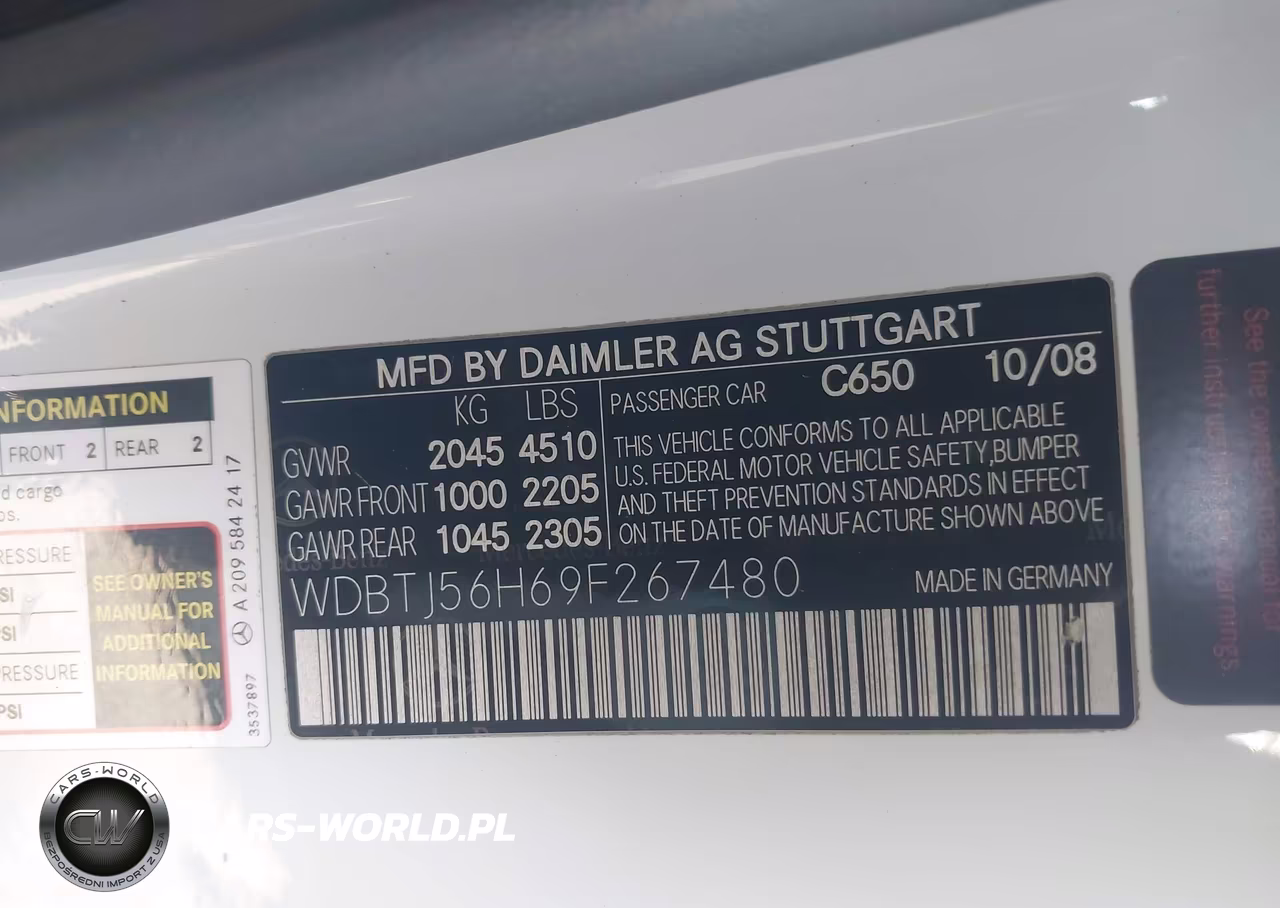 2009 Mercedes-Benz Clk 350 VIN:WDBTJ56H69F267480 - 9