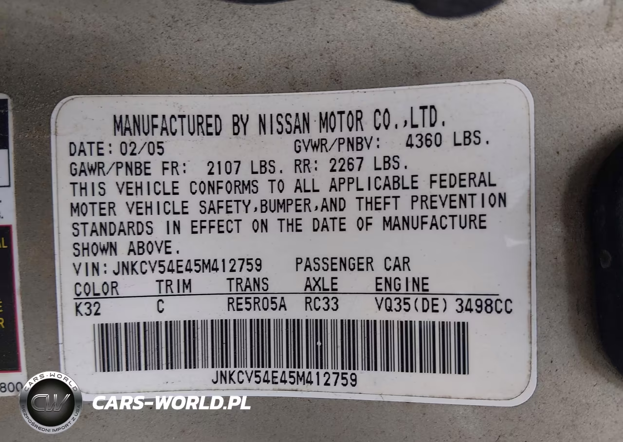 2005 Infiniti G35 VIN:JNKCV54E45M412759 - 9
