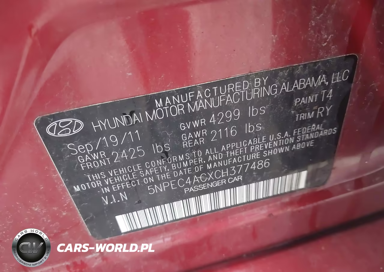 2012 Hyundai Sonata Se VIN:5NPEC4ACXCH377486 - 9
