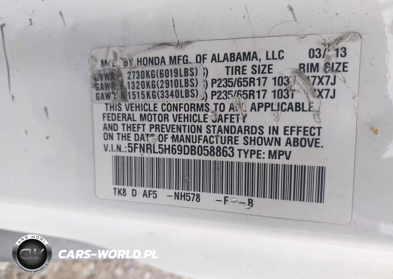 2013 Honda Odyssey Ex-L VIN:5FNRL5H69DB058863 - 9