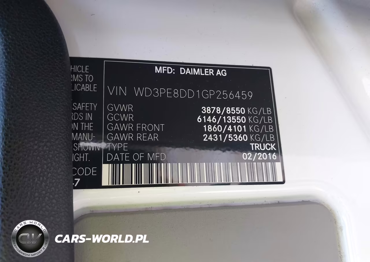 2016 Mercedes-Benz Sprinter 2500 VIN:WD3PE8DD1GP256459 - 9