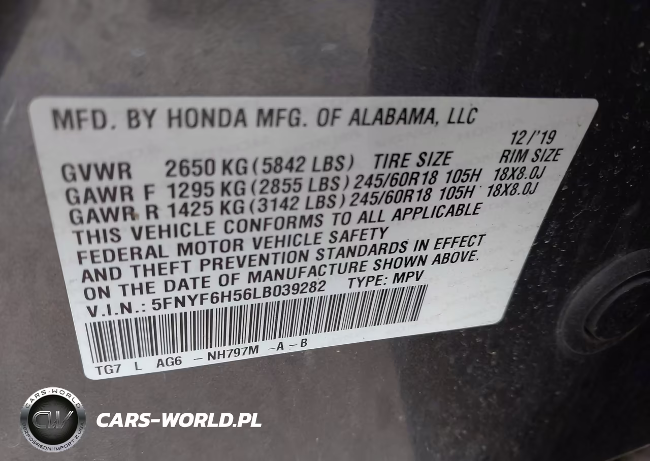 2020 Honda Pilot Awd Ex-L VIN:5FNYF6H56LB039282 - 9