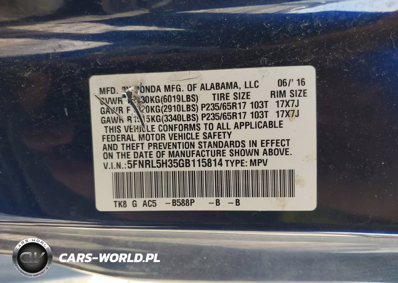 2016 Honda Odyssey Se VIN:5FNRL5H35GB115814 - 9