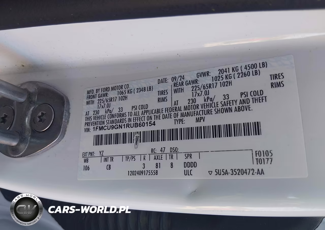 2024 Ford Escape Active VIN:1FMCU9GN1RUB60154 - 9
