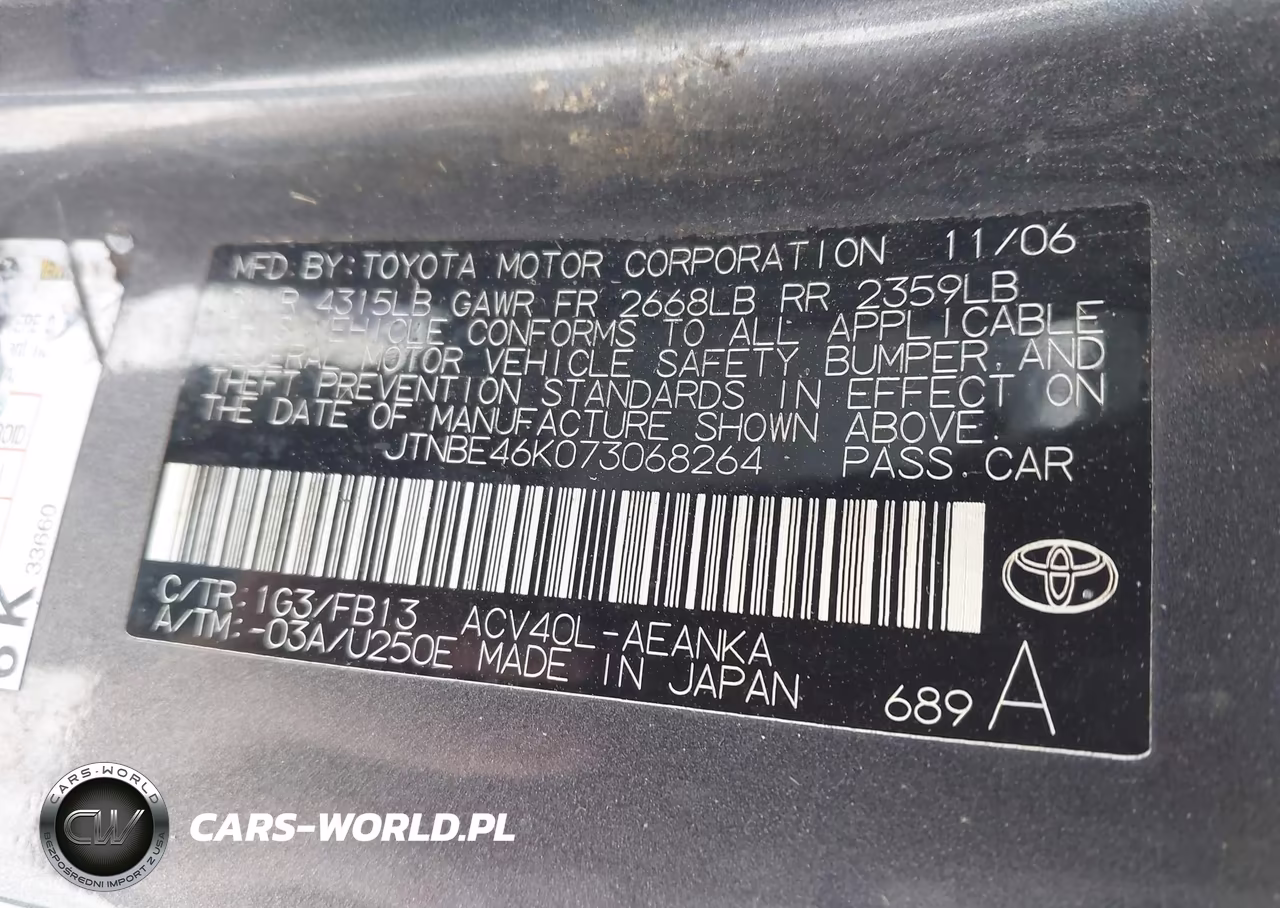 2007 Toyota Camry Le VIN:JTNBE46K073068264 - 9
