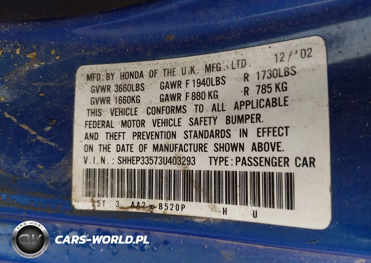 2003 Honda Civic Si VIN:SHHEP33573U403293 - 9