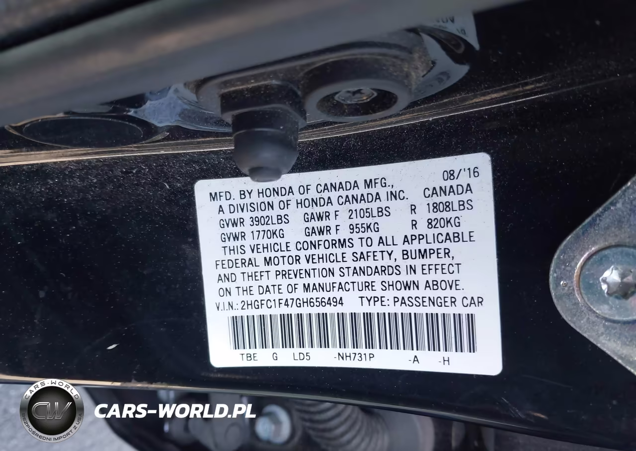 2016 Honda Civic Ex-T VIN:2HGFC1F47GH656494 - 9