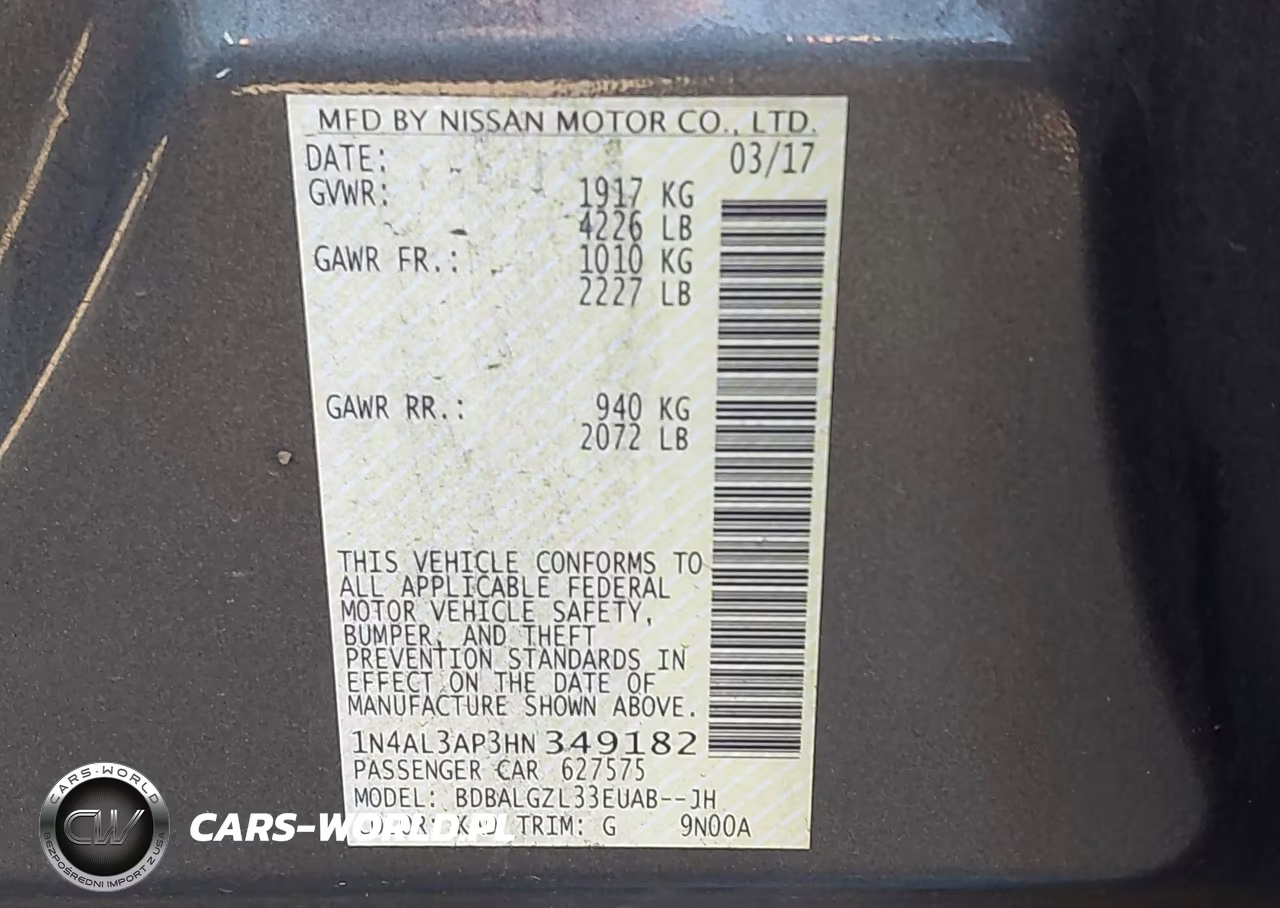 2017 Nissan Altima 2.5 S VIN:1N4AL3AP3HN349182 - 9