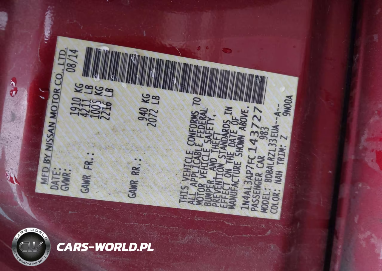 2015 Nissan Altima 2.5 Sl VIN:1N4AL3AP7FC143727 - 9