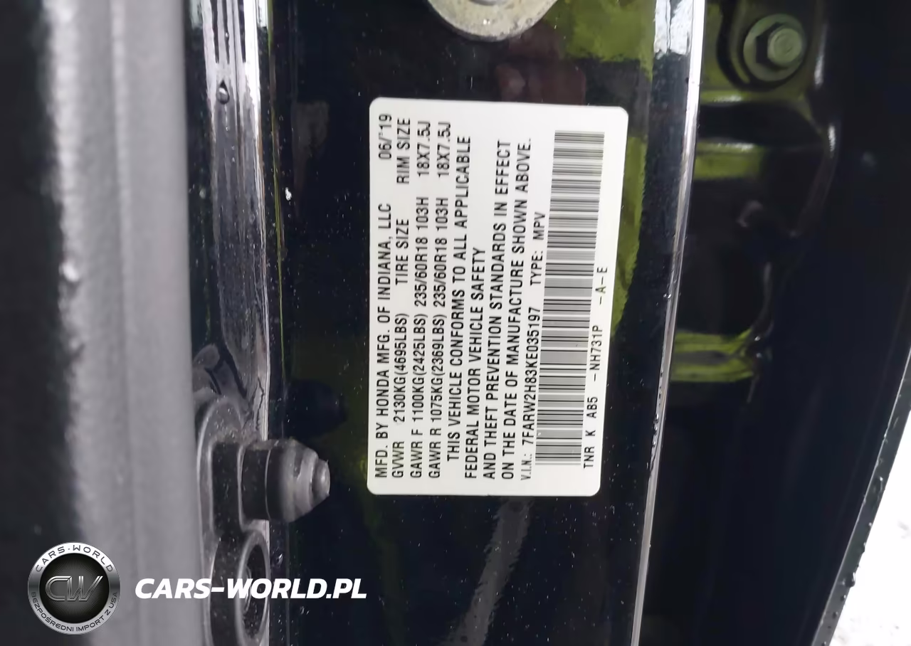 2019 Honda Cr-V Ex-L VIN:7FARW2H83KE035197 - 9