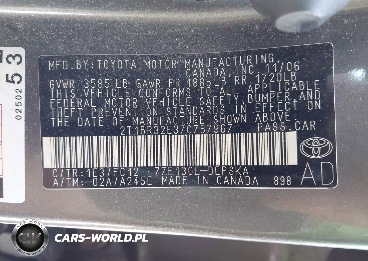 2007 Toyota Corolla S VIN:2T1BR32E37C757967 - 9