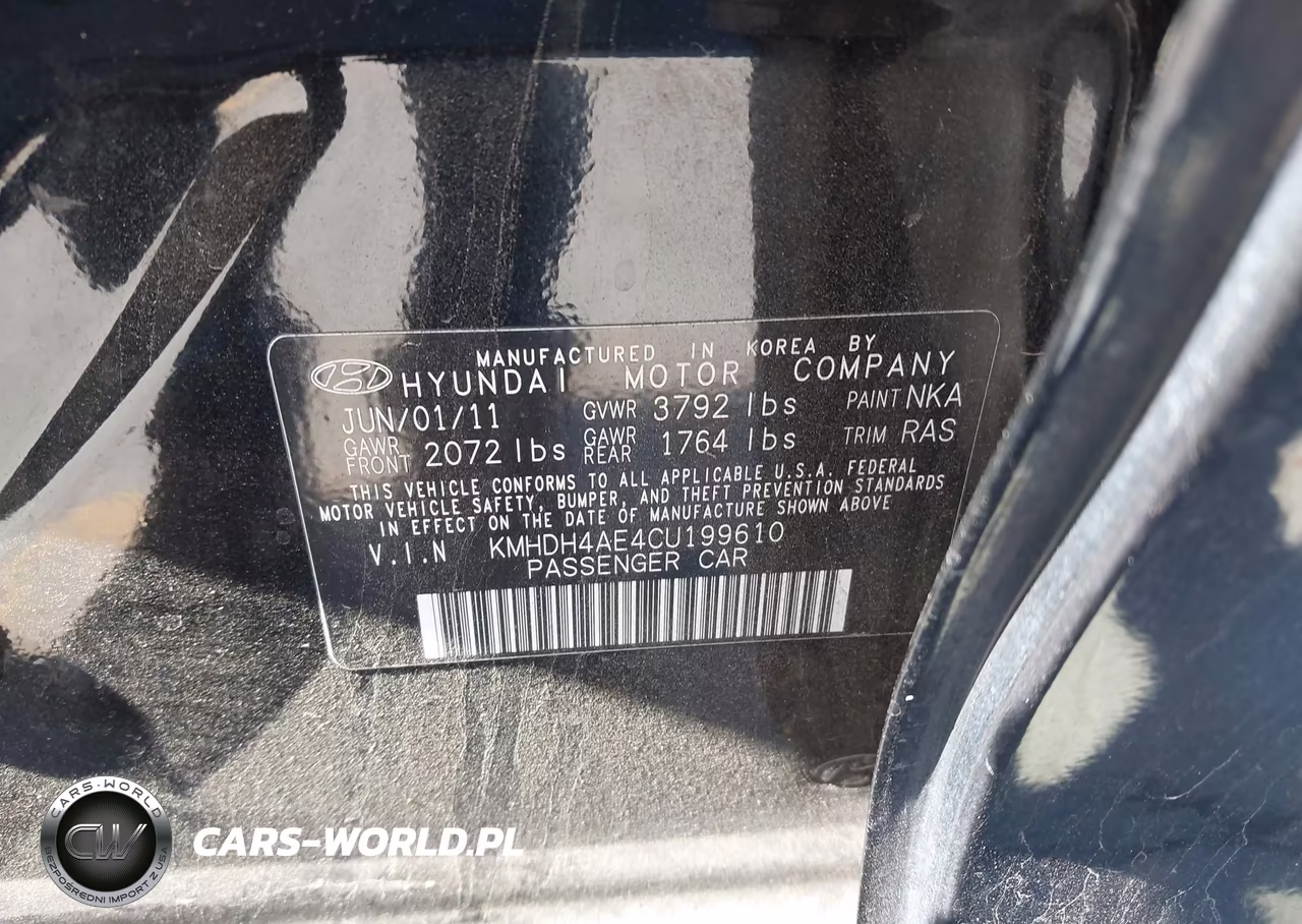 2012 Hyundai Elantra Limited (Ulsan Plant) VIN:KMHDH4AE4CU199610 - 9