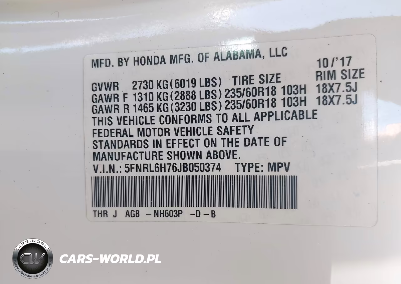 2018 Honda Odyssey Ex-L VIN:5FNRL6H76JB050374 - 9