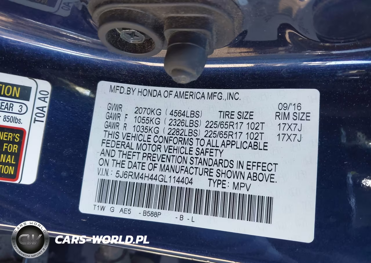 2016 Honda Cr-V Se VIN:5J6RM4H44GL114404 - 9