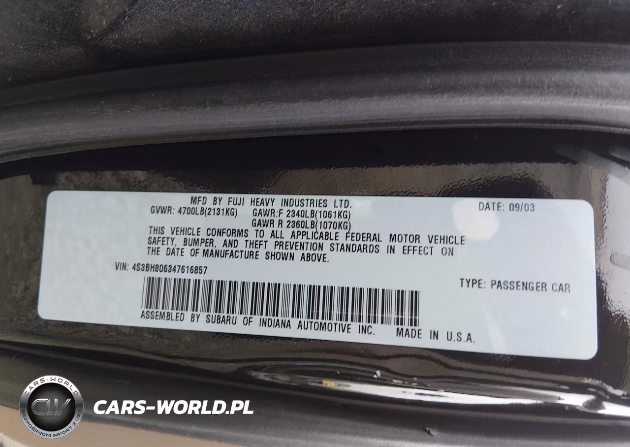 2004 Subaru Outback H6-3.0 L.l. Bean Edition VIN:4S3BH806347616857 - 9