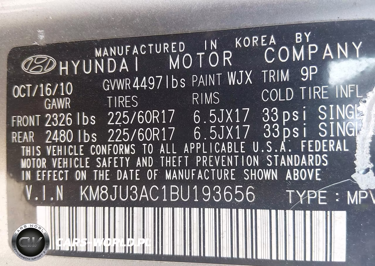 2011 Hyundai Tucson Gls VIN:KM8JU3AC1BU193656 - 9