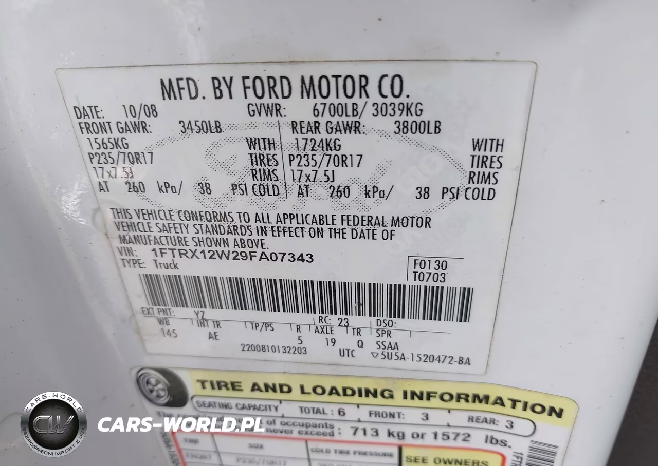 2009 Ford F-150 Stx-Xl VIN:1FTRX12W29FA07343 - 9