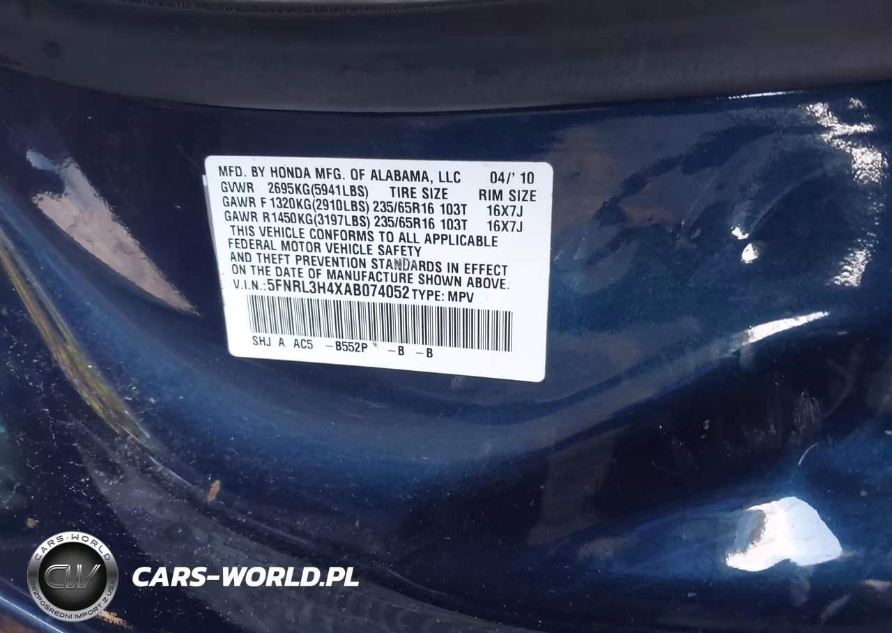 2010 Honda Odyssey Ex VIN:5FNRL3H4XAB074052 - 9