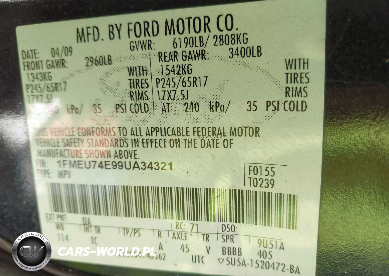 2009 Ford Explorer Eddie Bauer VIN:1FMEU74E99UA34321 - 9