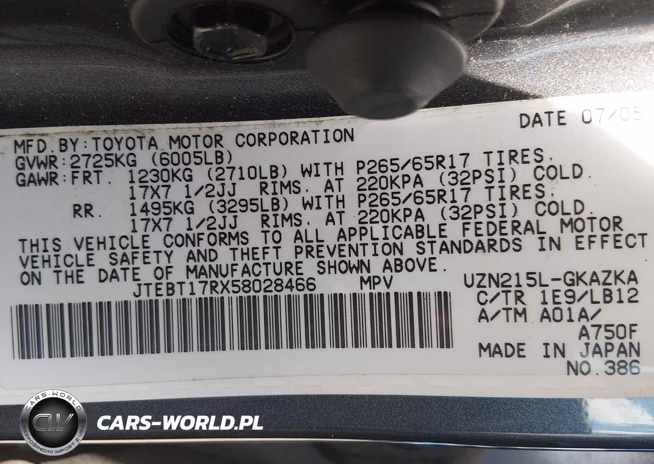 2005 Toyota 4Runner Limited V8 VIN:JTEBT17RX58028466 - 9