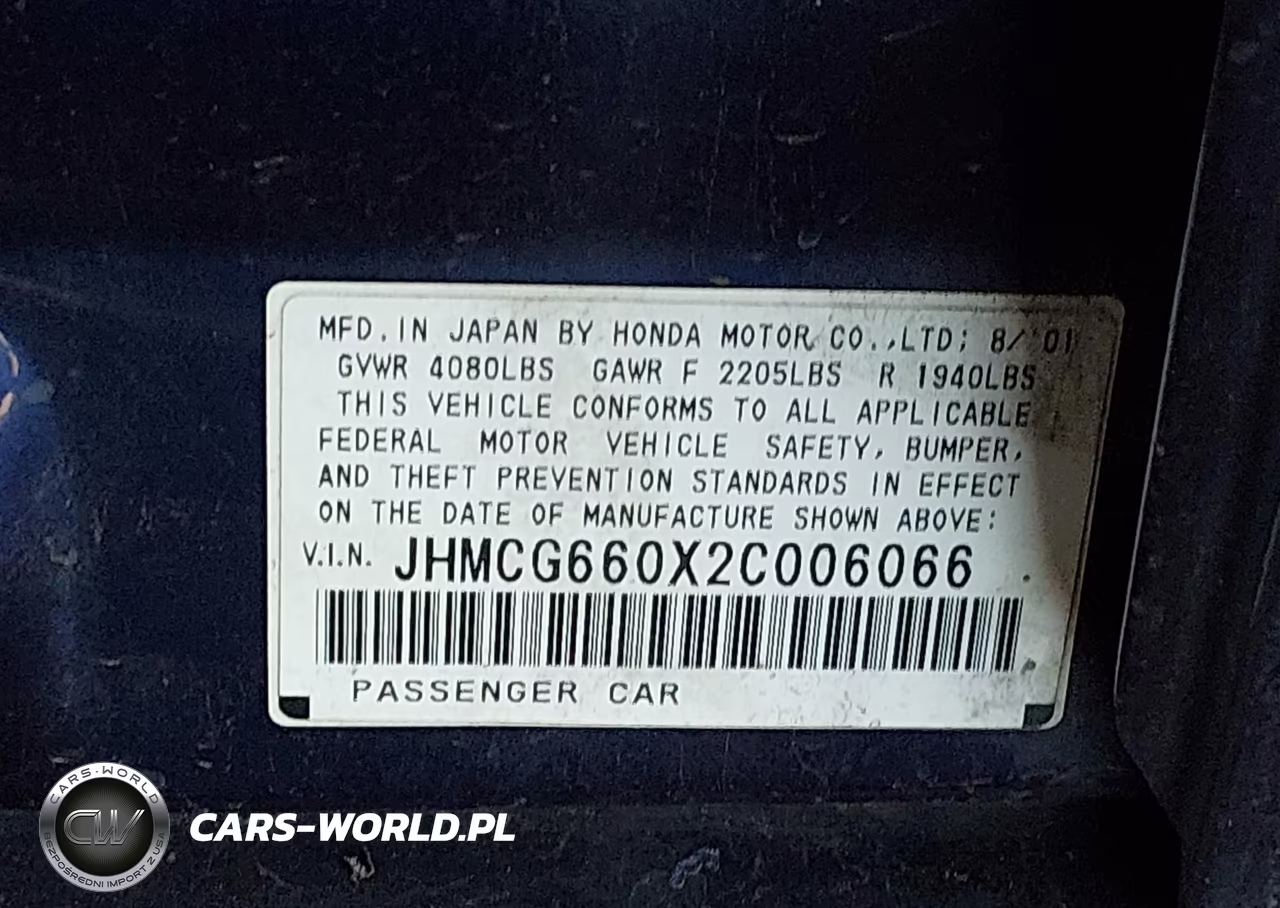 2002 Honda Accord 2.3 Ex VIN:JHMCG660X2C006066 - 9