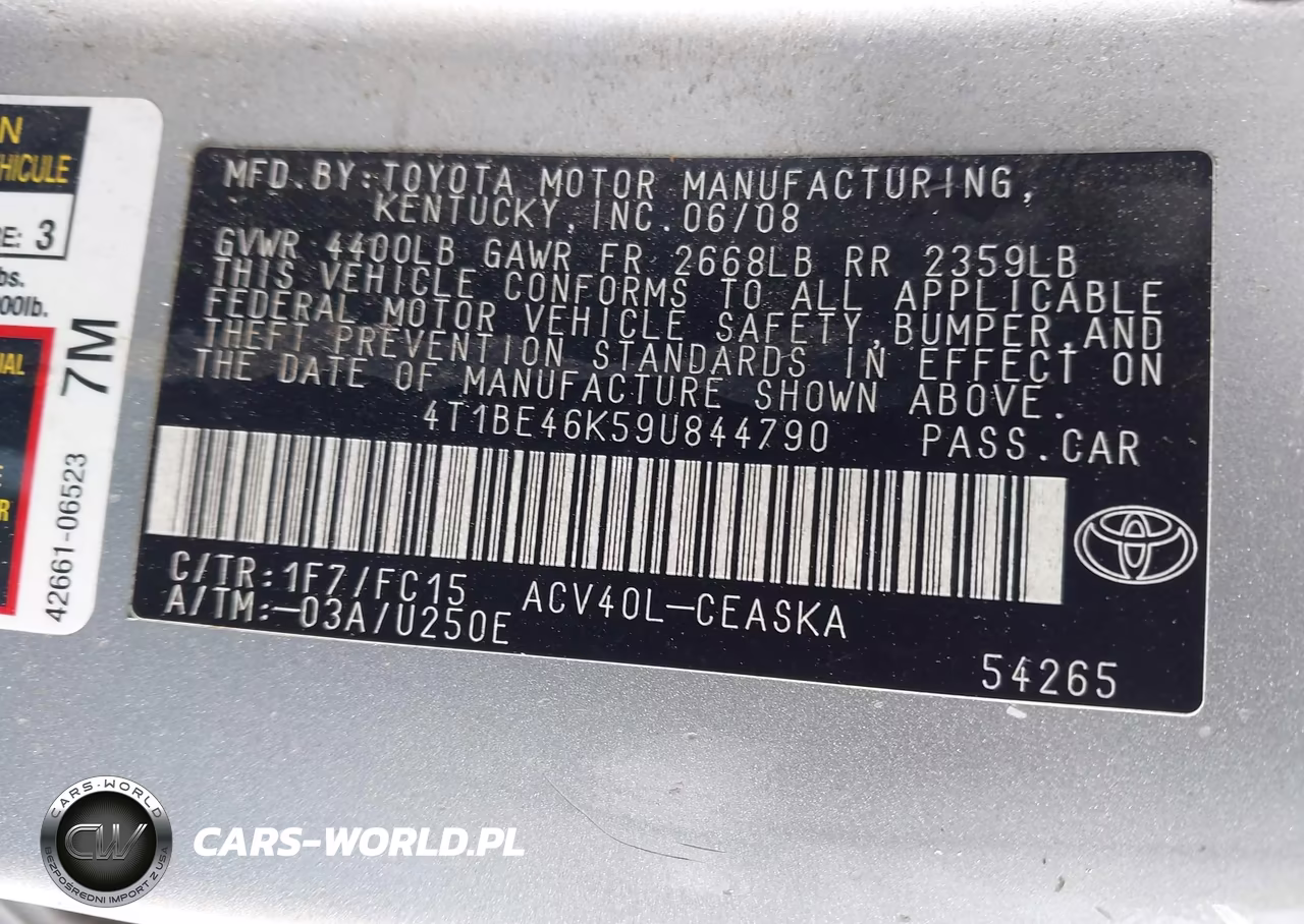 2009 Toyota Camry Se VIN:4T1BE46K59U844790 - 9